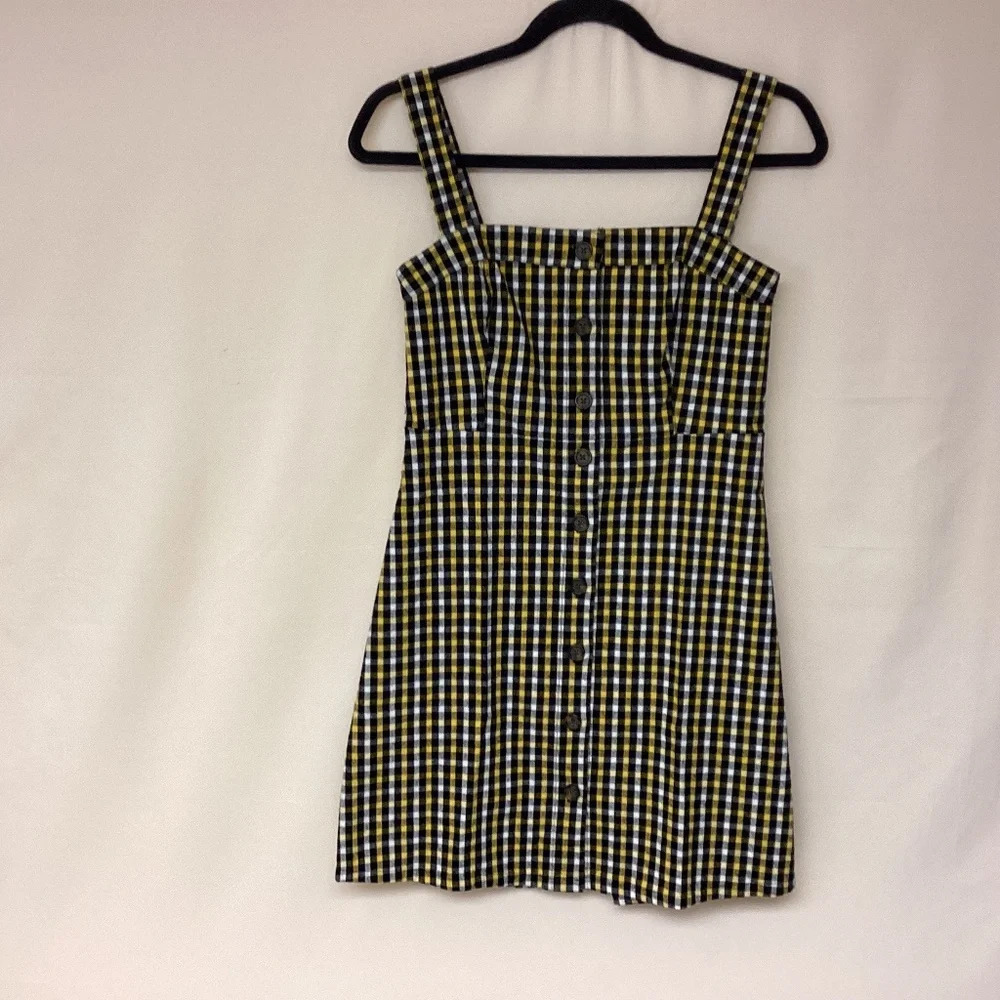 Hollister dress/jumper womens SZ XS mini check plaid button down retro 80’s Y2K